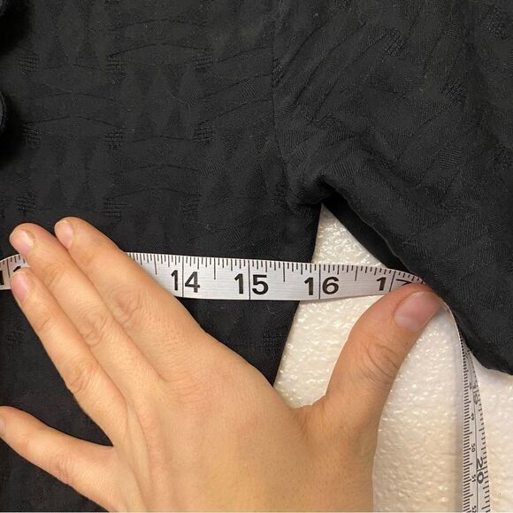 Madewell Black Scenic View Scallop open Back Dress 100% silk short sleeve XS - Picture 9 of 11